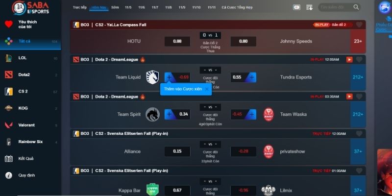 Sảnh Esports NET88